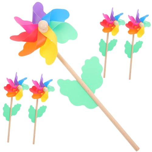 FRCOLOR 5pcs Garden Windmill Adornment Outdoor Landscape Windmill Scene Decor Pinwheel Decoration Toy