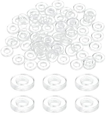 QUARKZMAN 150 Pcs M2 Rondelles PVC Transparente Rondelle Plate 2mm ID 4mm OD 1mm Épais Entretoises Plates Rondes pour Vis, Boulons, Poignée de Porte de Douche en Verre, Salle de Bain