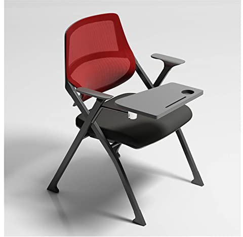 Mobiler Stapelstuhl mit ergonomischer Schreibtafel und Netzrückenlehne, grüner Tablet-Arm-Konferenzstuhl (rot)
