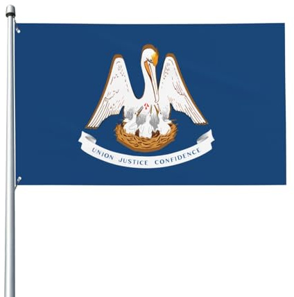 Louisiana-Flagge, Gartenflagge, 90 x 152 cm, lebendiger Druck, Polyester-Banner, einfach aufzuhängen, für Terrasse, Party, Camping