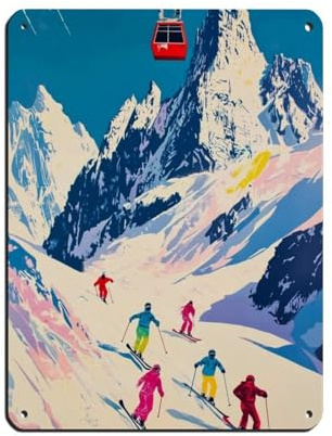 Es Alpes Ski-Poster, Druck, Blechschild, Vintage, Metall, Pub, Club, Café, Bar, Zuhause, Wandkunst, Dekoration, Poster, Retro, 30 x 40 cm
