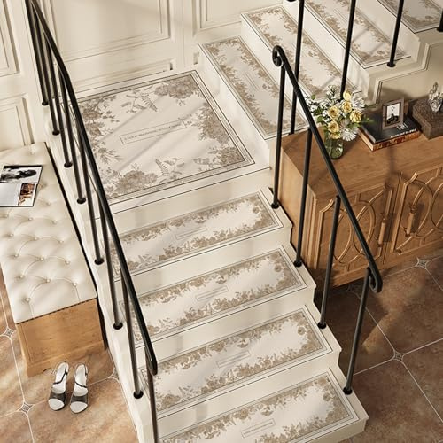 SZITW Gradini Antiscivolo per Scale da Interno, tappeti per gradini in Legno, gradini rettangolari in Moquette, Morbidi e Resistenti, Adatti per Scale, gradini, cucine e bagni