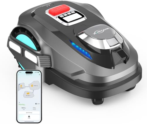 YARDCARE N1600PRO Robot Tagliaerba Senza Filo Perimetrale, fino a 1600 m², Navigazione RTK con Riconoscimento 3D dell’Ambiente, Rilevamento di oltre 300 Ostacoli, Controllo tramite App