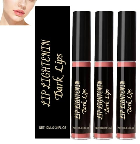 Lippenaufhellungsöl für dunkle Lippen, rosiges Lippenserum für trockene und rissige Lippen, sanfte Formel, aufhellend und pflegend, langanhaltend feuchtigkeitsspendend (3pcs)
