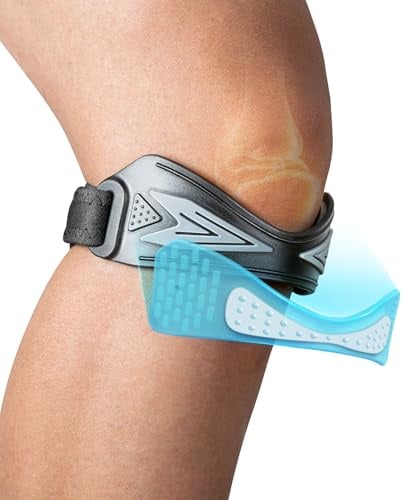 CURECARE Rodillera Rotuliana Ajustable, Cinta Rotuliana Antideslizante | Rodilleras Menisco y Ligamento con Correa para Tendón Rotuliano, Senderismo, Correr, Saltar y Sentadillas, Talla única, Negro
