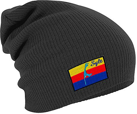 Fan-O-Menal Textilien Longbeanie Slouch-Beanie Wintermütze Sylt Flagge 55229 Farbe grau