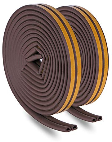 Bande de Joint D-Profil, Ohadani auto-adhésive anticollision Bande de joint d'étanchéité en caoutchouc imperméable pour laFenêtre/le Fond de la Porte/Boudin de Porte/Rouleau Insonorisation (Marron)