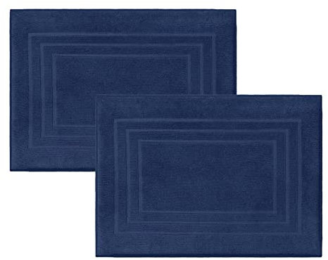 Class Home Collection 2er Pack Frottee Badvorleger | Doppelpack Duschvorleger 50x70 cm | Navy