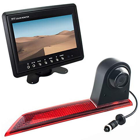 Set: Rückfahrkamera 3. Bremsleuchte + Stand-Alone Monitor 17,8cm (7 Zoll) kompatibel mit Ford Transit Custom ab 05/2016 | 120° Erfassungswinkel | 700 TV-Linien | IP69K | Nachtsicht-Funktion
