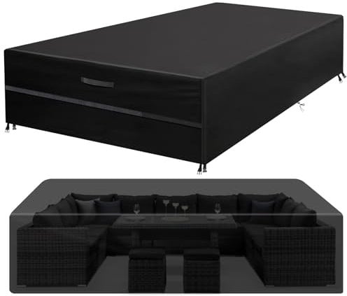 GARPROVM Gartenmöbel Abdeckung Wasserdicht, 350x260x90cm Gartenmöbel Abdeckplane Staubdicht Oxford Gewebe, Outdoor Sofa Tisch Möbelsets Abdeckhaube Schutzhülle für Loungemöbel