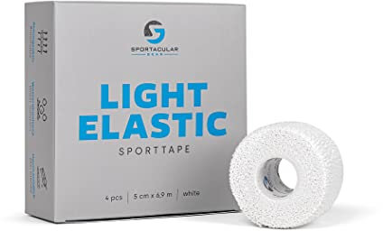 Sportacular Gear Sporttape Light Elastic 5cm x 6,9m | light EAB | elastisches Handgelenk Strech Tape | supersoft wasserabweisend Baumwolle (4 Rollen, weiß)