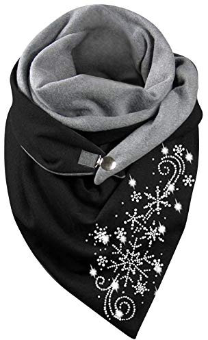 Damen Schal Winter Mit Knöpfen Frauen Kuschelig Bunt Herbst Warm Musselintuch Dreieckstuch Schwarz Blau Wollschal Seidentücher Unisex XXL Dreieck Poncho Scarf Halstücher