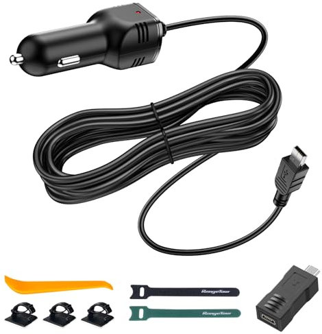 Range Tour Chargeur de Voiture pour caméra embarquée, Interface Micro USB et Mini USB, enregistreur de Conduite, Cordon d'alimentation 3,5 m, 12 V/24 V vers DC 5 V 2 A