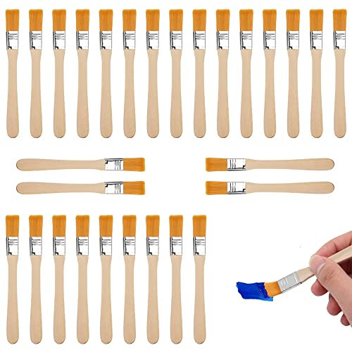 Pilikoll 30Pcs Pennello Piatto per Pittura Pennello Pennelli In Nylon Pennelli Pittura Legno Pennelli Per Pittura a Chip Pennelli Piatti per Acquerelli SeT per Pittura,DIY,Colori,Rimozione de Polvere