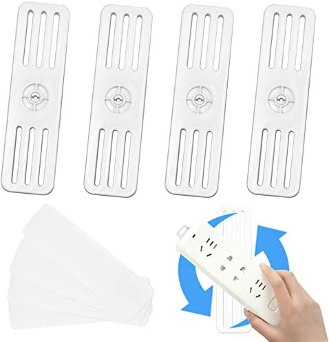 Kare & Kind – Lot de 4 Supports Multiprise Autocollants – Rotation 360° – Fixation sans Perçage – pour Maison, Bureau, Routeur WiFi, Télécommande