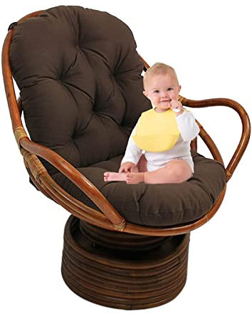 TDHLW Patio Rattan Drehstuhl Rocker Kissen Garten abnehmbare Sitzauflage Gartenmöbel Terrasse Schreibtisch Liege Schaukelstuhl Kissen,Kaffee
