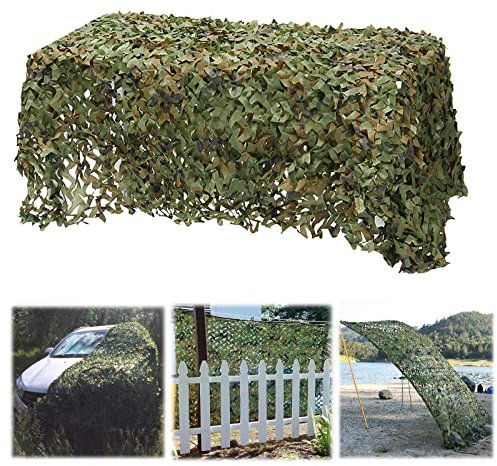 Filet de Camouflage de Chasse Étanche 2x4.0m 4x4.0m 4x8m 5x10m 8x8m 10x10m Vert Militaire Net Filet D'ombrage, Armée Forêt Filet de Camouflable, Toile D'ombrage Oxford 150D(Taille:2 x 5m (6.56 x 16.4F