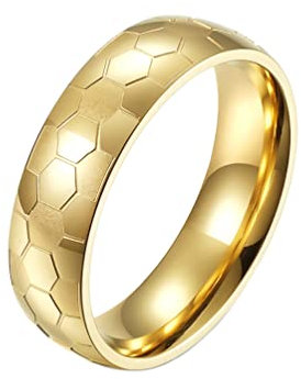 HIJONES Herren Edelstahl Fußball Muster Ring Fußball Sport Abschluss Schulklasse Ehering Gold Größe 68