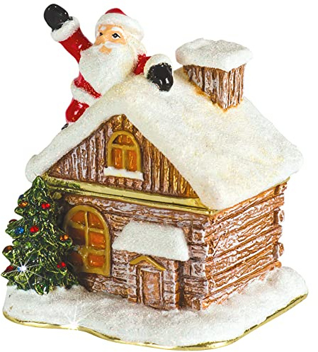 Craycombe Trinkets 6070 Santa on House Trinket Box, Height 7cm, Red
