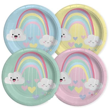 Piatti in Carta Rainbow Cloud Nuvola Arcobaleno Party