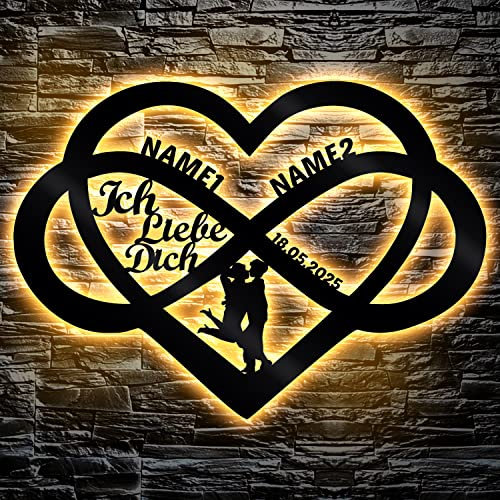 LEON FOLIEN Ich liebe dich Geschenk mit Herz zur Verlobung - Beide Ehepaar Ehefrau hochzeitsgeschenke brautpaar Wanddeko nachtlicht für Männer Frauen zum aufhängen in 7 MDF Holzfarben