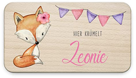Frühstücksbrettchen aus Holz für Kinder personalisiert - Skandinavisches Buchenholz naturbelassen - Holzbrett mit Wunschnamen - Geschenk Einschulung, Mitbringsel, Kindergeburtstag, Gastgeschenk