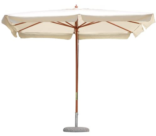 Gruppo Maruccia - Ombrellone da Giardino 3x2 Metri - Palo Centrale - Struttura in Legno - Telo Idrorepellente Ecrù