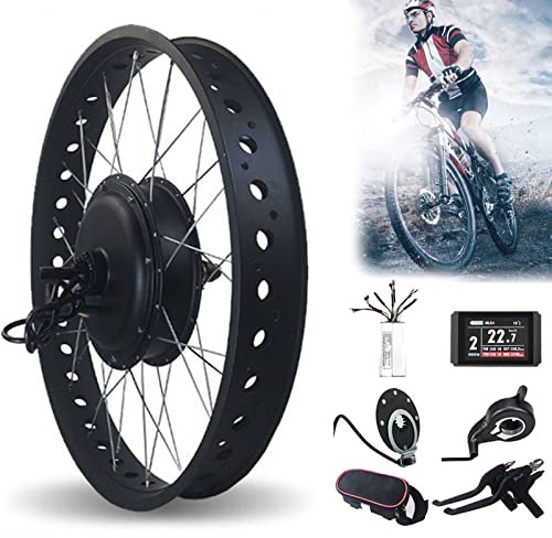 Oiyekntd Hub Motor Kit 72V 3000W Rear Wheel 20 26 Electric Bike Conversion Kit with KT-LCD8H Display, Brushless Hub Motor Snow E-Bike Conversion Kit,72V3000W-20inch