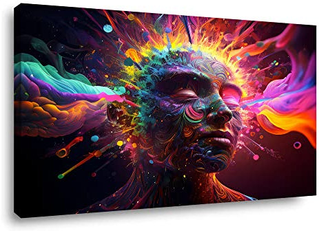 Visario Leinwand Bild Cosmic Face KI Nr 4051 80 x 60 cm Leinwand Bild Wanddeko hochwertig Wohnzimmer Büro Druck