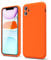 oakxco for iPhone 11 Phone Case Liquid Silicone, Fluorescent Bright Solid Color, Cute Thin Slim Soft Rubber TPU Plain Smooth Gel Matte Protective Cover for Women Girl, Burnt Neon Orange