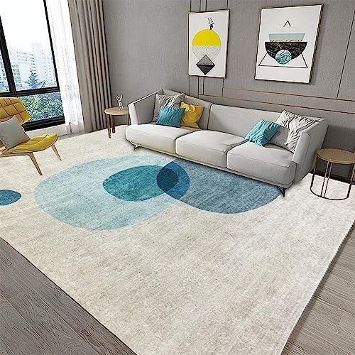Tinyboy-hbq Rund Teppich Jugendzimmer Kurzflor Pflegeleicht,rutschfeste Rückseite,Moderne Jungen Lass, Passend für Wohnzimmer Schlafzimmer,Blau/Beige,200x300cm