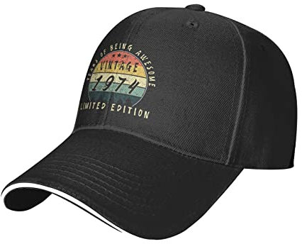 Herren Damen Basecap Jahrgang 1974, Limitierte Auflage, 48. Geburtstag Baseballkappe Reine Farbe Outdoor Hut Vintage Distressed Basecap Für Sport Draussen Reisen