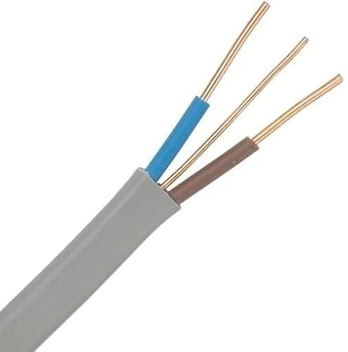 JAFSAL ONLINE 2 Core& Earth Cable Lighting Socket wire, Auto Cable Copper Wire, BS6004 Grey PVC sheathed cable with CPC (10mm, 2m)