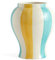 Hay Vase Sobremesa Stripe L aus Steingut hergestellt, in der Farbe: Gelb, Blau, Weiß, Maße: H: 25 cm, D: 19 cm, AB615-A603-AC67