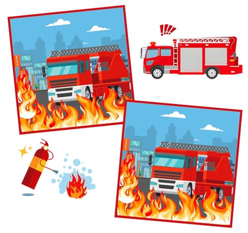 40 Stück Servietten Feuerwehr, 33x33Cm(Erweitert) Quadratisch Feuerwehr Servietten Kindergeburtstag für Jungen/Mädchen Geburtstag, Feuerwehr Geburtstag Deko, Partygeschirr