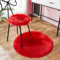 Herfair Teppich EIN Stück Teppich rund Imitat Fellteppich Kunstfell Teppich Wohnzimmer Schlafzimmer Teppiche Faux Schaffell Teppich Kunstfell Dekofell (China Rot,30 cm Durchmesser)