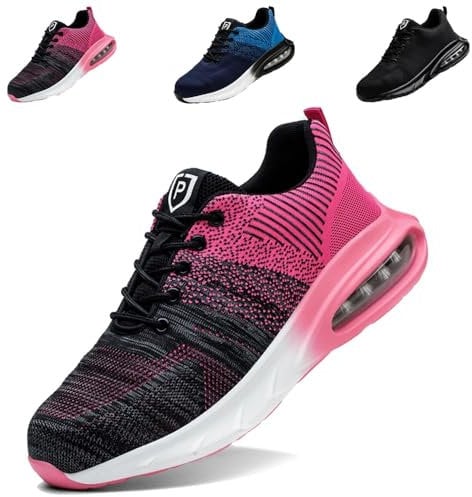 Scarpe Antinfortunistiche Uomo Donna Leggere 42 Scarpe da Lavoro Puntale Acciaio Scarpe Sportive di Sicurezza Estive Kevlar Sneaker Traspiranti Scarpe Antfortunistiche Nero Rosa