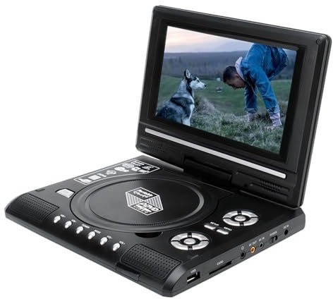 Lecteur DVD Portable 9,8 Pouces, Écran Rotatif À 270° Avec Batterie Rechargeable De 5 Heures, Alimentation Secteur Ou Voiture, Sans Région, Protection Anti-choc, Télécommande