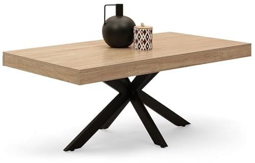 IDMarket - Table Basse rectangulaire Alix 110 cm Pied araignée Bois et Noir