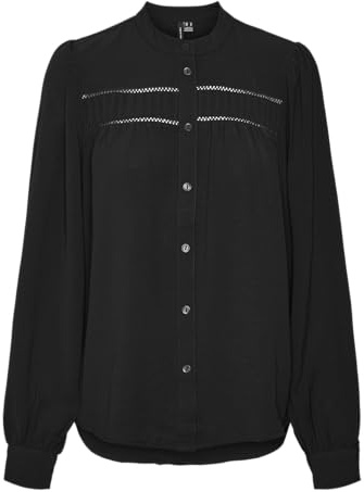 VERO Moda Damen Vmemma Ls Lace Shirt WVN Ga Noos Langarmshirt (1er Pack)