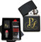 Zippo Feuerzeug Mit Gravur, Schwarz | Sturmfeuerzeug Mit Initialen & Namen | Personalisiert Mit Geschenkbox, Benzin & Feuersteinen