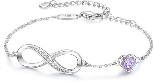 LOUISA SECRET Infinity Armband für Damen Silber 925 Schmuck Damen Armreif Verstellbar Armkette Geburtstags Muttertag Weihnachten ValentinstagGeschenk für Frauen Freundin Mama