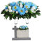 NASSMOSSE Friedhofsblumen für Grab, künstliche Grabblumen, realistische Friedhofsblumen, Grabblumen mit Sattel, Seide, Chrysantheme, 64 x 47 cm, Gedenkdekoration, Friedhofsblumen, Blau