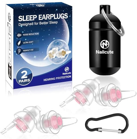 Naiicute öhrstöpsel Schlaf 2 Paar, Gehörschutz Ohrenstöpsel gegen Schnarchen, Ohrstöpsel zum lärmreduzierung, Ohr-Stöpsel Noise Cancelling Weiches Silikon Sleep Ear Plugs für Arbeiten, Reisen - Rosa