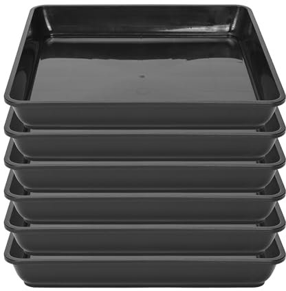 aleawol 6pcs Square Flower Plant Pot Saucer Trays 31cm 12 Inch Black Plastic Plant Water Drip Garden Tray for Indoors and Outdoors