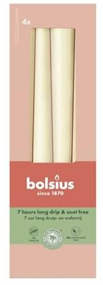 BOLSIUS Essentials Kerzen mit weicher Spitze, 24/245 mm, ca. 7 Stunden Brenndauer, 4 Stück pro Packung