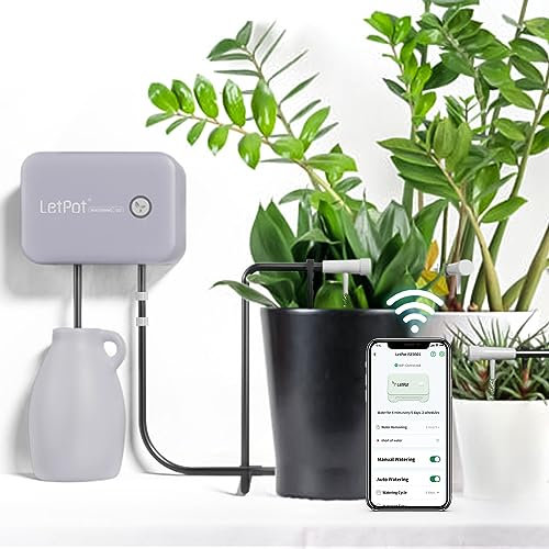 Sistema de riego automático para plantas, sistema de kit de riego por goteo, dispositivos inteligentes de riego de plantas para interiores y exteriores (gris)