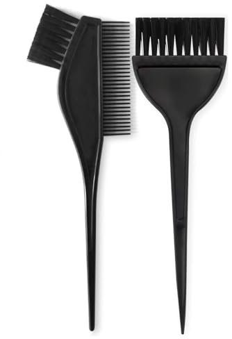 Hair Dye Set (2 PCS) Colouring Tint Tool Brush Kit and Bleach Mixing Bowl Set Double-Sided Colouring Comb & Bowl Set Kit Salon Professional Highlighting Kit for Men Women Girls (Double Sided Brush)