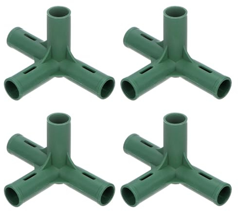 M METERXITY 4 Pcs 19mm Greenhouse Frame Building Connectors, 4 Way Right Angle Pipe Fitting for Grape Trellis/Sunscreen Shed/Gardening Plant Stakes, Greenhouse Accessories [Green]