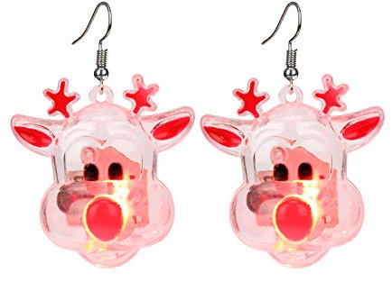 BSLVWG LED-Weihnachtstropfen-Ohrring Licht oben blinkende Weihnachts-Ohrringe Leuchtender Weihnachtsbaum Schneemann Schneeflocke Elch Ohrringe für Damen (04)
